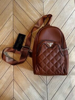 Deluxity Quilted Brown Mini Backpack Crossbody